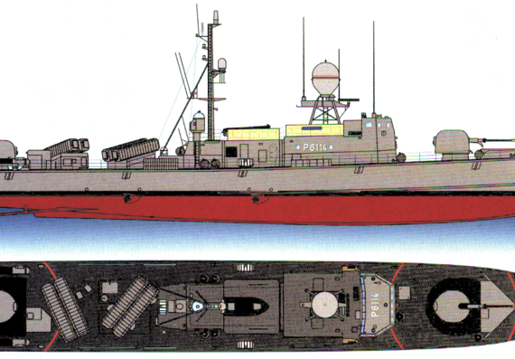 Корабль FGS Bussard [Fast Attack Boet] - чертежи, габариты, рисунки